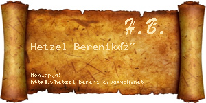 Hetzel Bereniké névjegykártya